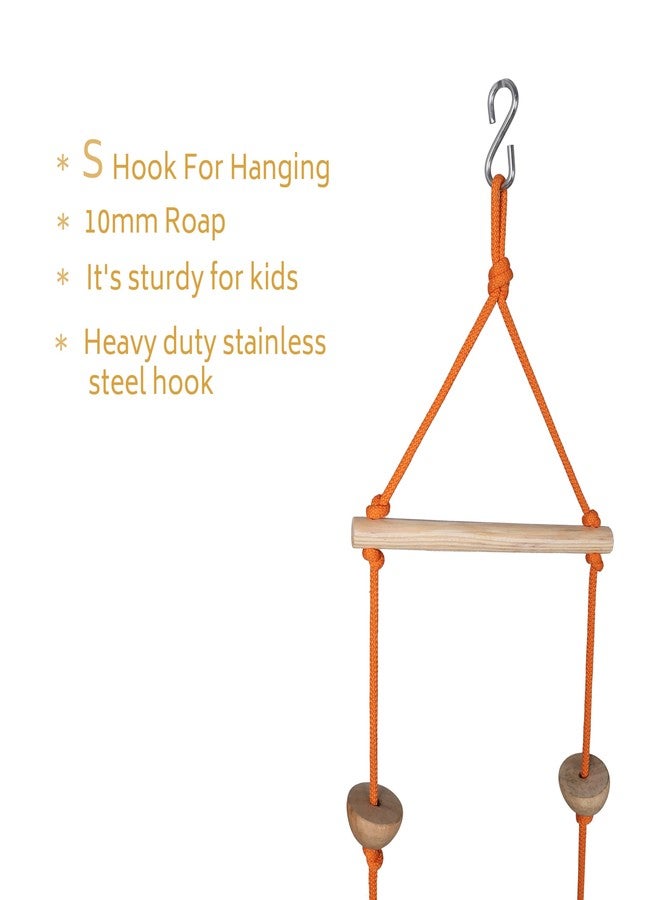 BOFFLE Rope Ladder for Kids | Climbing Stairs for Kids | Wooden Scales for Kids (3-10 Years, Orange L+Ball, Unisex) - Image 4